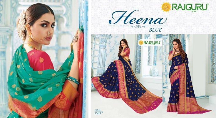 Rajguru Sarees Heena Blue — Womenz Fashion